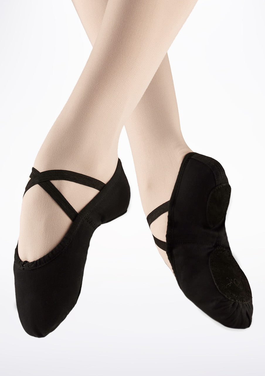 Move Dance Split Sole Black Canvas Ballet Shoe
